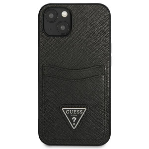 Оригинален гръб с джоб за карта GUESS SaffianoTriangle Logo Cardslot GUHCP13SPSATPK - iPhone 13 mini черен - Img 3