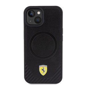 Оригинален гръб FERRARI Carbon Metal Logo MagSafe FEHMP15SPTEK - iPhone 15 черен - Img 3