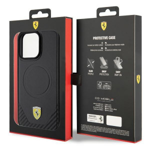 Оригинален гръб FERRARI Carbon Metal Logo MagSafe - iPhone 15 Pro Max черен - Img 8