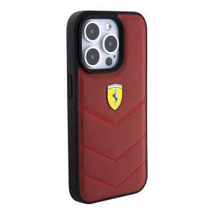 Оригинален гръб FERRARI Leather Stitched Lines - iPhone 15 Pro червен - Img 4