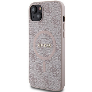 Оригинален гръб GUESS 4G Collection Leather Metal Logo MagSafe - iPhone 15 Plus / 14 Plus розов - Img 2