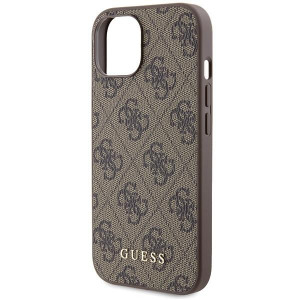 Оригинален гръб GUESS 4G Metal Gold Logo - iPhone 15 кафяв - Img 6