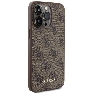 Оригинален гръб GUESS 4G Metal Gold Logo - iPhone 15 Pro Max кафяв - Img 4