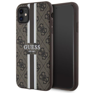 Оригинален гръб GUESS 4G Printed Stripe MagSafe GUHMN61P4RPSW - iPhone 11 кафяв - Img 1