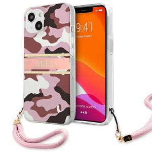 Оригинален гръб GUESS Camo GUHCP13mkCABPI с връзка - iPhone 13 розов - Img 1