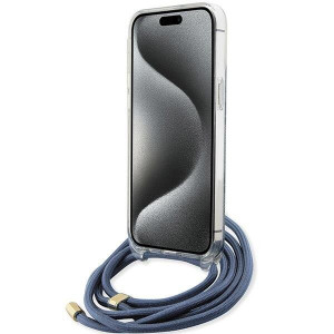 Оригинален гръб GUESS Crossbody Cord 4G Print - iPhone 15 Pro Max син - Img 4