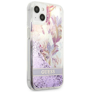 Оригинален гръб GUESS Flower Liquid Glitter GUHCP13SLFLSU - iPhone 13 mini лилав - Img 4