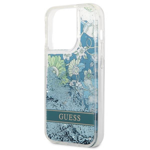 Оригинален гръб GUESS Flower Liquid Glitter GUHCP14LLFLSN - iPhone 14 Pro зелен - Img 6