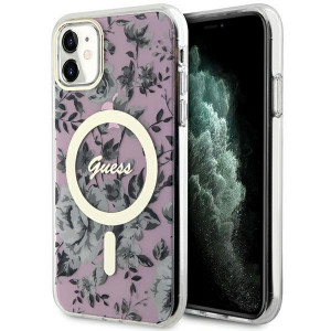 Оригинален гръб GUESS Flower MagSafe GUHMN61HCFWSP - iPhone 11 розов - Img 1