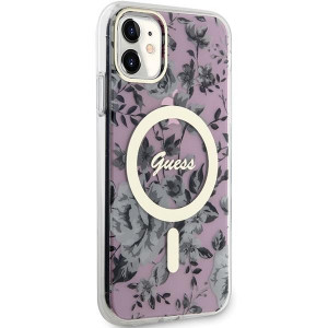 Оригинален гръб GUESS Flower MagSafe GUHMN61HCFWSP - iPhone 11 розов - Img 4