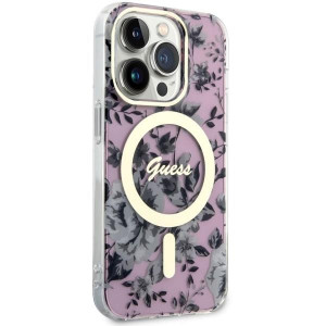 Оригинален гръб GUESS Flower MagSafe GUHMP14LHCFWSP - iPhone 14 Pro розов - Img 4