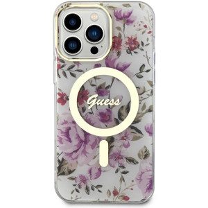 Оригинален гръб GUESS Flower MagSafe GUHMP14XHCFWST - iPhone 14 Pro Max прозрачен - Img 3