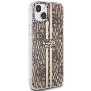 Оригинален гръб GUESS IML 4G Gold Stripe - iPhone 15 Plus / 14 Plus кафяв - Img 4
