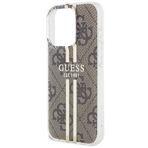 Оригинален гръб GUESS IML 4G Gold Stripe - iPhone 15 Pro Max кафяв - Img 6