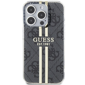 Оригинален гръб GUESS IML 4G Gold Stripe - iPhone 15 Pro Max черен - Img 3