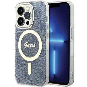 Оригинален гръб GUESS IML 4G MagSafe - iPhone 15 Pro син - Img 1
