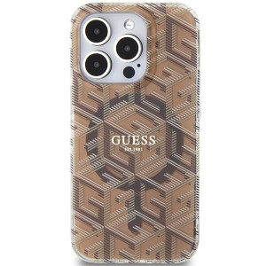Оригинален гръб GUESS IML GCube MagSafe - iPhone 15 Pro кафяв - Img 3