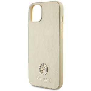 Оригинален гръб GUESS Leather 4G Metal Logo Strass - iPhone 15 златист - Img 6