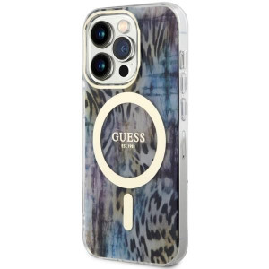 Оригинален гръб GUESS Leopard MagSafe GUHMP14LHLEOPWB - iPhone 14 Pro син - Img 2
