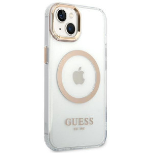 Оригинален гръб GUESS Metal Outline MagSafe GUHMP14SHTRMD - iPhone 14 златист - Img 4
