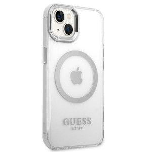 Оригинален гръб GUESS Metal Outline MagSafe GUHMP14SHTRMS - iPhone 14 сребрист - Img 4