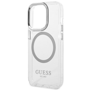 Оригинален гръб GUESS Metal Outline MagSafe GUHMP14XHTRMS - iPhone 14 Pro Max сребрист - Img 6