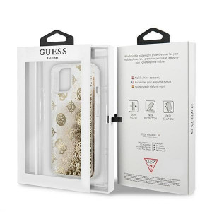 Оригинален гръб GUESS Peony Liquid Glitter GUHCP13SLGPEGO - iPhone 13 mini златист - Img 8