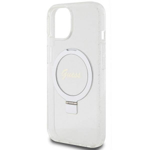 Оригинален гръб GUESS Ring Stand Script Glitter MagSafe - iPhone 13 / 14 / 15 прозрачен - Img 6