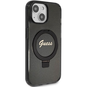 Оригинален гръб GUESS Ring Stand Script Glitter MagSafe - iPhone 15 Plus / 14 Plus черен - Img 4
