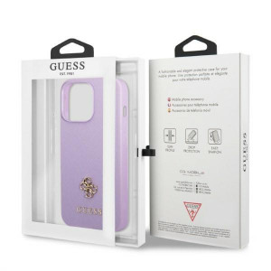 Оригинален гръб GUESS Saffiano 4G Small Metal Logo GUHCP13LPS4MU - iPhone 13 Pro лилав - Img 8