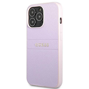 Оригинален гръб GUESS Saffiano Hot Stamp & Metal Logo GUHCP13LPSASBPU - iPhone 13 Pro лилав - Img 2