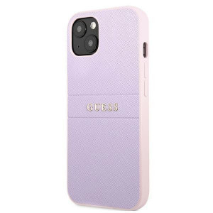 Оригинален гръб GUESS Saffiano Hot Stamp & Metal Logo GUHCP13SPSASBPU - iPhone 13 mini лилав - Img 2