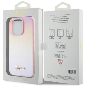 Оригинален гръб GUESS Saffiano Iridescent Script - iPhone 14 Pro розов - Img 8