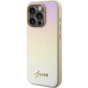 Оригинален гръб GUESS Saffiano Iridescent Script - iPhone 15 Pro златист - Img 2