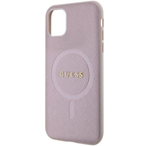 Оригинален гръб GUESS Saffiano MagSafe GUHMN61PSAHMCP - iPhone 11 розов - Img 6
