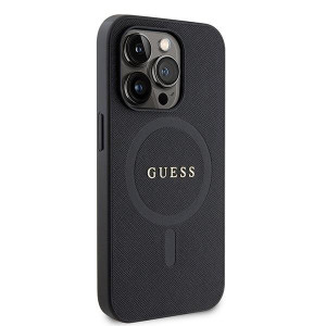 Оригинален гръб GUESS Saffiano MagSafe GUHMP15LPSAHMCK - iPhone 15 Pro черен - Img 4