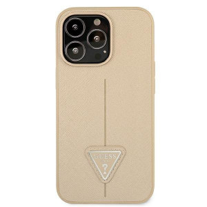 Оригинален гръб GUESS Saffiano Triangle Logo GUHCP13LPSATLE - iPhone 13 Pro бежов - Img 3