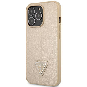 Оригинален гръб GUESS Saffiano Triangle Logo GUHCP14XPSATLE - iPhone 14 Pro Max бежов - Img 2