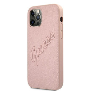 Оригинален гръб GUESS Saffiano Vintage Script GUHCP12LRSAVSRG - iPhone 12 Pro Max розов - Img 2