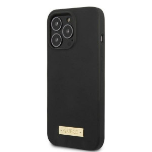 Оригинален гръб GUESS Silicone Logo Plate MagSafe GUHMP13LSPLK - iPhone 13 Pro черен - Img 2
