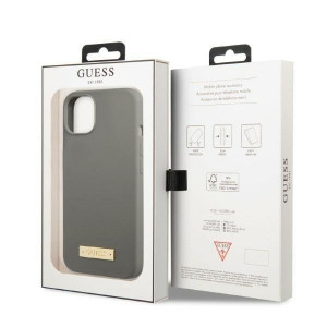 Оригинален гръб GUESS Silicone Logo Plate MagSafe GUHMP13SSPLG - iPhone 13 mini сив - Img 8