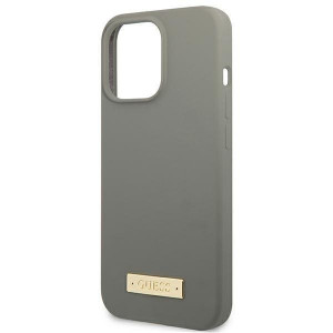 Оригинален гръб GUESS Silicone Logo Plate MagSafe GUHMP13XSPLG - iPhone 13 Pro Max сив - Img 6