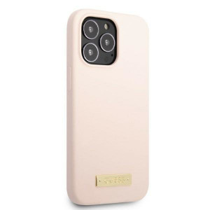 Оригинален гръб GUESS Silicone Logo Plate MagSafe GUHMP13XSPLP - iPhone 13 Pro Max розов - Img 4