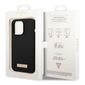 Оригинален гръб GUESS Silicone Logo Plate MagSafe GUHMP14XSBPLK - iPhone 14 Pro Max черен - Img 8