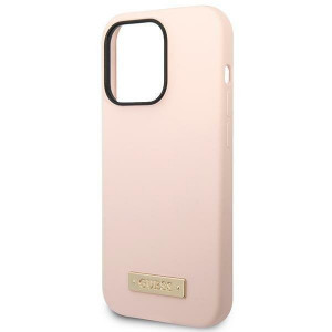 Оригинален гръб GUESS Silicone Logo Plate MagSafe GUHMP14XSBPLP - iPhone 14 Pro Max розов - Img 6