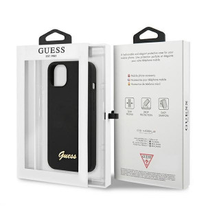 Оригинален гръб GUESS Silicone Script Gold Logo GUHMP13MLSLMGBK - iPhone 13 черен - Img 7