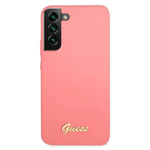 Оригинален гръб GUESS Silicone Script Metal Logo GUHCS22MLSLMGFU - Samsung Galaxy S22+ циклама - Img 3