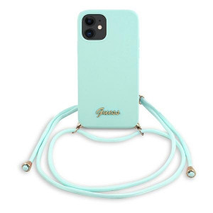 Оригинален гръб GUESS Silicone Vintage Gold Logo GUHCP12LCRTVSBL - iPhone 12 mini светлосин - Img 2