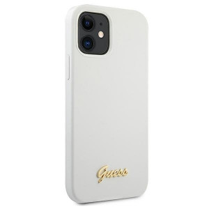 Оригинален гръб GUESS Silicone Vintage Gold Logo GUHCP12SLSLMGWH - iPhone 12 mini бял - Img 4