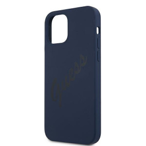 Оригинален гръб GUESS Silicone Vintage Script GUHCP12LLSVSBL - iPhone 12 Pro Max син - Img 6